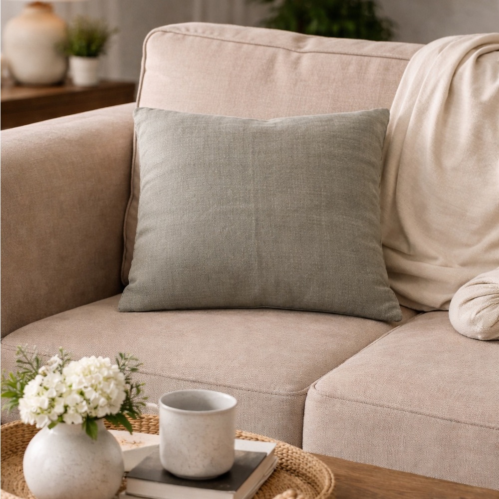 Zara Home Washed Linen Pillow Cover 17.5” Square Neutral Natural Linen